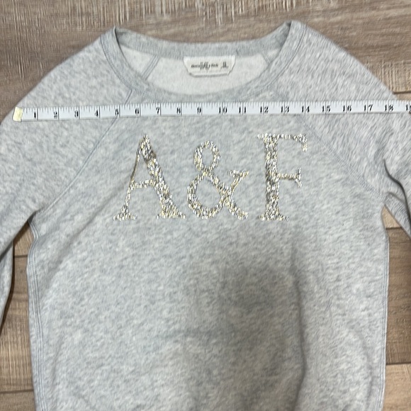 Abercrombie & Fitch Heather Gray Sweatshirt with Gold and Silver Sequin Logo XS - Picture 7 of 11